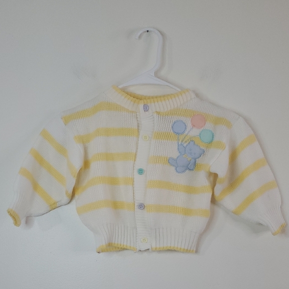 Fisher-Price Other - Vintage Fisher Price Stripped Button Sweater Size 24 Months Teddy Bear Balloon